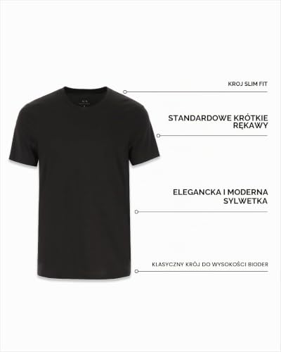 Armani Exchange Mężczyźni Pima Small Logo T-Shirt, Czarny, L