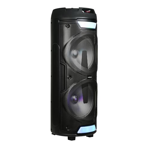 FRONTECH Bluster Wireless Bluetooth 120W 5.0 Trolley Speaker with RGB Party Lights, Dual Wireless Mic, 1.0 Channel (Black, SW-0201)