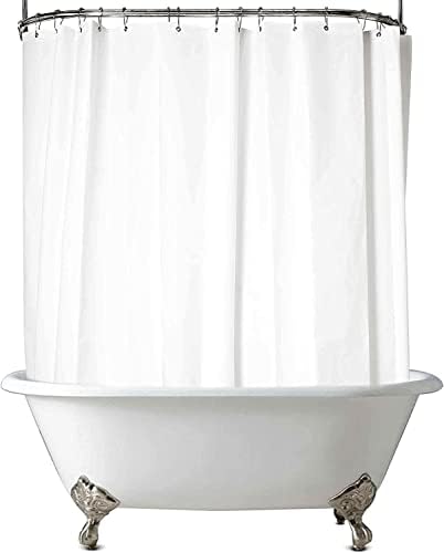 Clawfoot Tub Shower Curtain 180x60 Inch White Liner All Warp Around Extra Wide 36 Metal Hooks Heavy Duty Vinyl Bath Curtain for Clawfoot Stand Up Tub Bathroom PEVA Durable Waterproof Liner