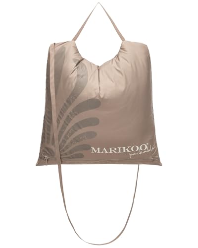 MARIKOO Damen leichte Übergangsjacke Kurze Steppjacke mit innen eingenähter Tragetasche zum einfachen Verstauen und praktischem Umhängen der Jacke Pack Mich EIN Taupe Grey Gr. 3XL