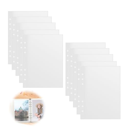 PAVIKE システム手帳ポケット 10枚入り クリアポケット バインダーポケット 手帳リフィル メモ帳リフィル システム手帳 リフィル差し替え 推し活 収納 チェキ帳 差し替え 多功能 小物収納 手帳ポケット 整理 紛失防止 超軽量 文房具 DIY 一目