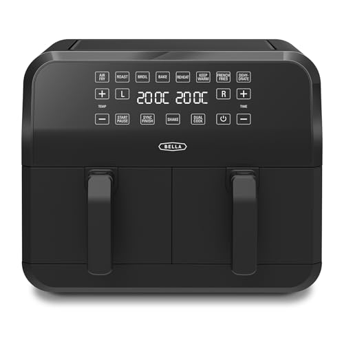 bella Friggitrice ad Aria Digitale da 8 L, Multifunzione 5-in-1 con Griglia e Cestello Antiaderenti Rimovibili e Lavabili in Lavastoviglie, 1400 Watt, Nero