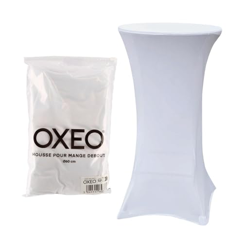 Oxeo Housse Mange Debout 60cm Blanc - House de Protection Table Haute de Bar - pour diamètre de Table 60cm - Couleur Blanc