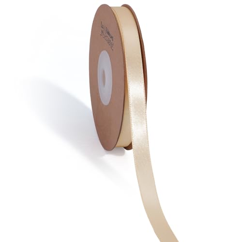 LaRibbons Nude Satin Ribbon 3/8 Inch 50 Yards Thin Luxury Double Faced Ivory Silk Ribbon for Flower Bouquet Crafts Gift Wrapping Wedding Bow Christmas Decoration