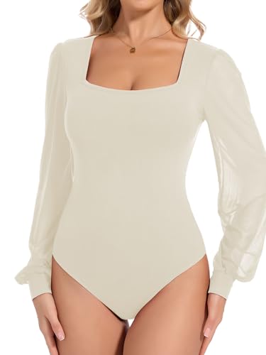 Joyshaper Body Damen Puffärmel Bodysuit Langarmbody Elegant Damenbody...