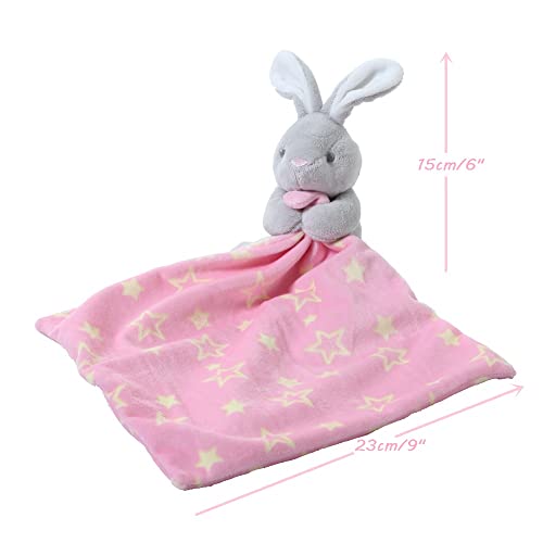 CREVENT Cozy Plush Baby Security Blanket Loveys for Baby Girls with Animal Face, Fleece Comforter Cuddle Blanket,Baby Shower/Birthday/Receiving Gifts for Newborns Infant Toddler (Hugging Bunny)