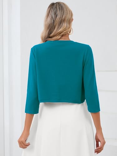 Image of Heymoments Women's 3 /4 Sleeve Casual Shrugs Lightweight Open Front Cropped Cardigan for Dresses