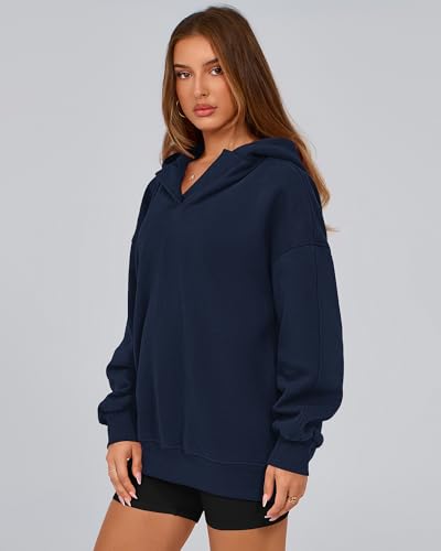 BTFBM Women's Oversized Hoodies Casual Fleece Long Sleeve V Neck Sweatshirts 2025 Trendy Fall Outfits Winter Clothes