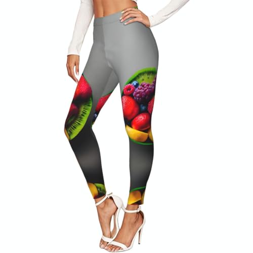 Leggings de compresión moldeadores con estampado de arcoíris frutal