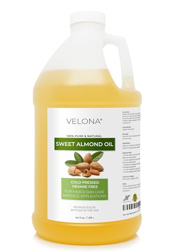 velona Sweet Almond Oil - 64 Fl Oz | 100% Pure and Natural Carrier Oil |Cold Pressed | Skin Hair Body & Face Moisturizing | Use Today - Enjoy Results