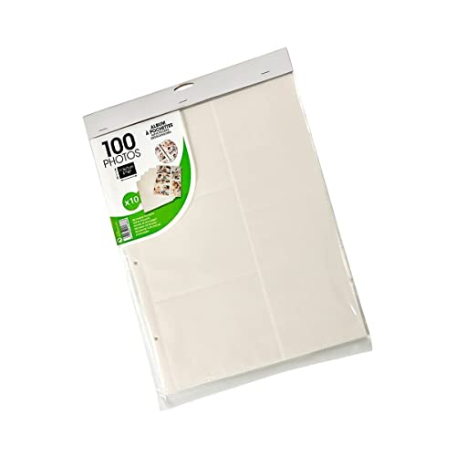 emotion Recharge de 10 feuillets Pochettes pour 100 Photos 11,5x15 ou 10x15, 20 Pages, 100 Photos 11,5x15, 360x280x4.6 mm - Marque française