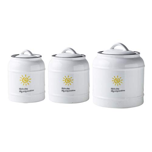 IIPOSAQQ Recipientes de almacenamiento de cerámica con tapa para café, grano, té, azúcar, 3 unidades, color blanco, herméticos (cantidad: 3)