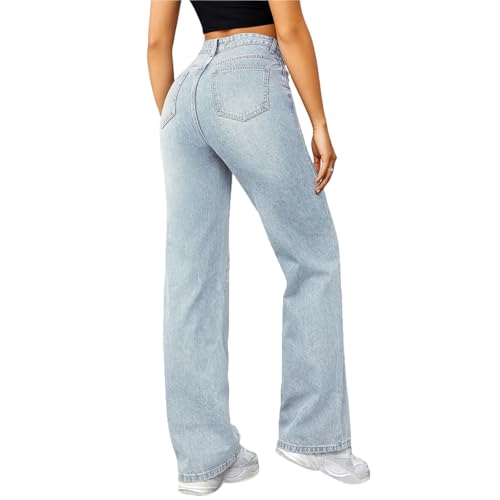 Boyfriend Straight Leg Jeans for Women Comfy Relaxed Fit Mid Rise Jeans Ladies Casual Denim Trousers Pants4