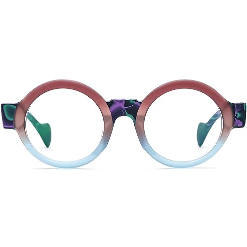 Image of HEPIDEM Multicolor Acetate Glasses Frame Women Oversize Vintage Round Eyeglasses Optical Spectacles 9271