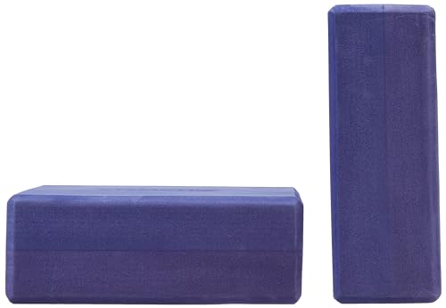 Image of Amazon Brand - Symactive High Density Premium EVA Foam Yoga Blocks with Yoga Belt /Strap (Set of 2, Purple)