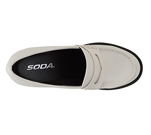 Image of Soda inchKinder inch ~ Women Slip On Chunky Mid Heel Lug Sole Penny Loafer Shoe