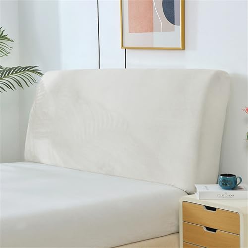 Boxonly Stretch Headboard Slipcover, Elastic Bed Protector for Bedroom Decor, Full Coverage, White...