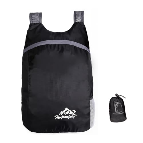JYNXOR Petit Sac a Dos Pliables Ultralégers Homme Femme, Sacs à Dos De Randonnée, Sac à Dos De Voyage Imperméable, Sac à Dos De Randonnée Imperméable, Grande Capacité, Extérieur, Camping, Noir