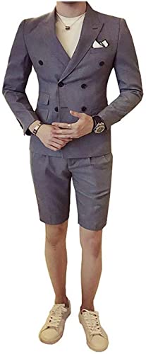 Costume d'été pour homme avec veste à double boutonnage et pantalon court Ulnomio