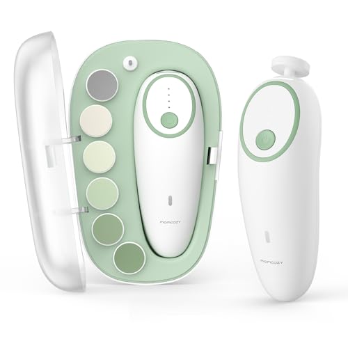 Momcozy Lima de Uñas Eléctrica para Bebés, Cortauñas Eléctrico Suave para Bebés Recargable, Cortauñas Eléctrico para Bebés, 7 Cabezales de Pulido de Repuesto
