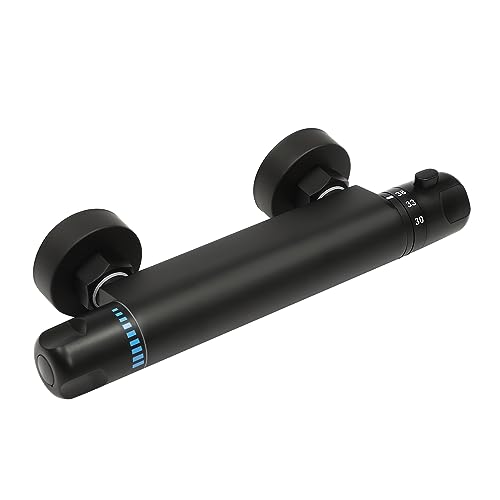 Miscelatore termostatico per doccia con termostato, rubinetto per vasca da bagno con termostato, termostato con pulsante di sicurezza a 38 °C, colore nero