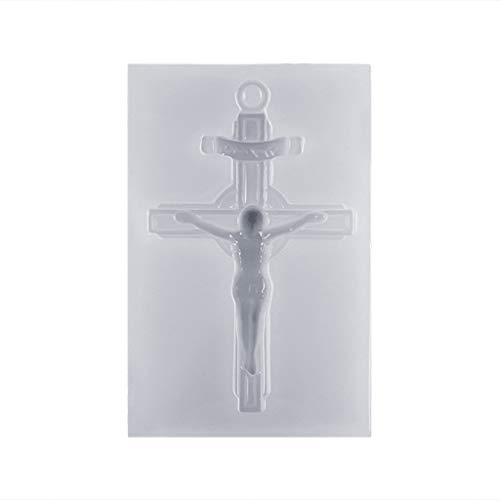 Hukai Vintage Cross Jesus Silicone Mold Exquisite Mirror DIY Jewelry Making Tools Epoxy Resin Molds Crystal Handmade Cake Fondant Supplies