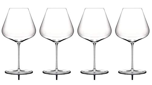 EKM Living Zalto - Juego de 4 copas de vino tinto (Burgundy), soplado artesanalmente, 11102 x 2, cristal de factura Denk´Art + juego de 4 pajitas de acero inoxidable EKM Living