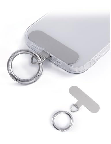 project-cb Phone Tether Tab ×1,Spring Ring ×1,Metal Patch,Universal Phone Lanyard Patch Without Adhesive,Phone Strap Replacement Part for Cell Phone (Silver)