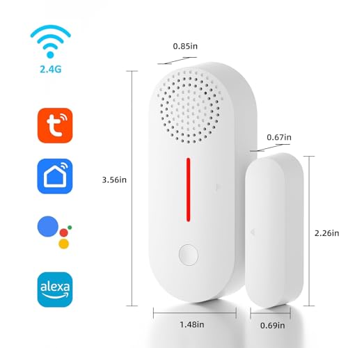 Zabree Detector de Sensor de Porta Wifi, Alarme para Abertura de Portas, Pacote com 2, Alarme de Sen