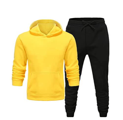 Sweat à capuche costume de sport chaud pour étudiant et homme en jaune et noir taille XXXL