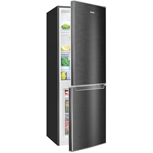 Bomann Kühlschrank mit Gefrierfach | Kühl Gefrierkombination 173L mit 3 Ablagen & 3 Schubladen | Türanschlag wechselbar | leise Kühlgefrierkombi 40db | Kühlschrank KG 7359 schwarz-inox