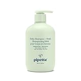 Pipette Baby Shampoo and Body Wash - Fragrance Free, Tear-Free Bath Time, Hypoallergenic, Moisturizing Plant-Derived Squalane, New Formula, 11.8 fl oz