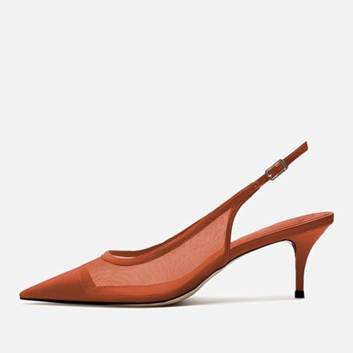 Image of Mesh Kitten Heels for Women Slingback Design with Pointed Toe Breathable and Stylish Elegant Low Heel for Comfort