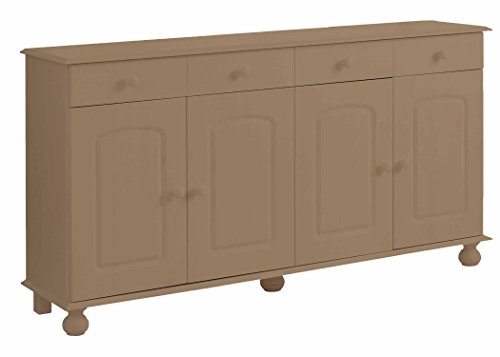 Image of APRODZ Solid Wood Sideboard Cabinet for Living Room | Wooden Storage Cabinet with 3 Drawers & 3 Doors | Kitchen Crockery Cabinet | Drawer Cabinet for Dining Room Bedroom & Home | 161x35x79 cmWaran Tan