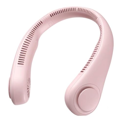 Image of TMY Portable Hanging Bladeless Neck Fan (PINK) | Rechargeable Battery Operated Personal Fan | 3 Speed Wearable Cooling Fan | Hands-Free USB Neck Fan for Travel, Office, Outdoor & Gym (1305) (TMY44)