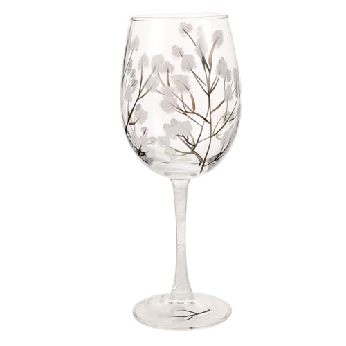 CLISPEED Copa de Vino Pintada a Mano 464 Ml Tallo Largo, Cristal Creativo de Cuatro Estaciones en Diseño Invierno, Copa de Vino Tinto para Mujer y Obsequio Elegante en Hogar y Eventos