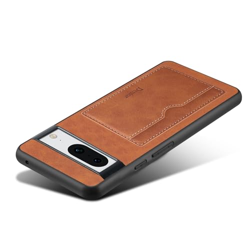 Étui portefeuille marron pour Google Pixel 8 housse fine en similicuir avec fente cartes