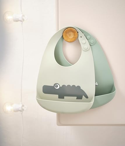 Done by Deer Croco Green Silicone Bib 2-Pack - Waterproof, Adjustable, Easy-to-Clean - Baby Must-Haves with Food-Grade Silicone2
