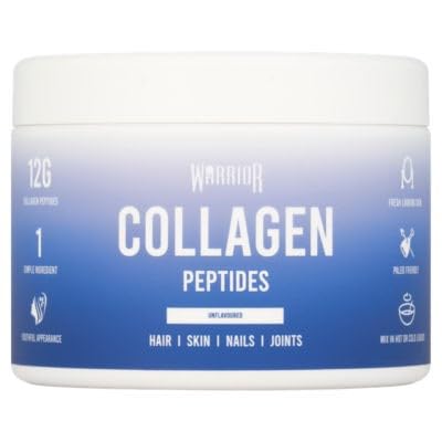 Collagen Powder 180g, Gold Standard Grass-Fed Bovine Hydrolysed Peptides by Warrior - High Levels of 8 Essential Amino Acids, Collagen Supplments, Halal & Kosher, Made in UK