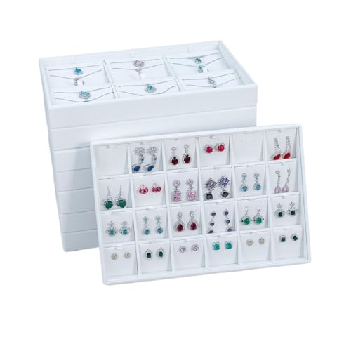 Boîte à Bijoux Blanche et Présentoir de Rangement Six Compartiments pour Bague et Bracelet - 7