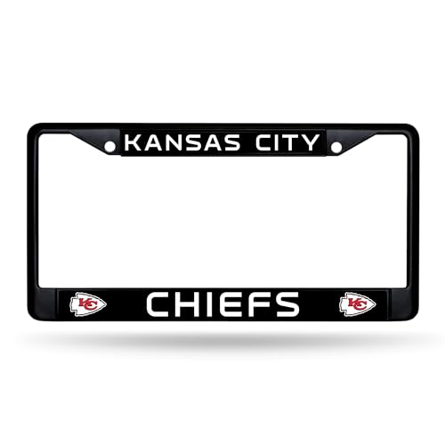 Rico Industries NFL Football Kansas City Chiefs Primary Black Chrome Frame with Plastic Inserts 12 x 6 Car/Truck Auto Accessory