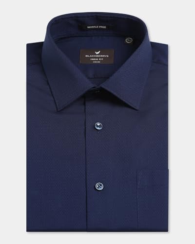 Image of Blackberrys Men's Cotton Solid Slim-Fit Formal Shirts
