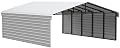 Arrow Carports Galvanized Steel Carport, with 2-Sided Enclosure, Compact Car Metal Carport Kit, 20' x 24' x 9', Eggshell