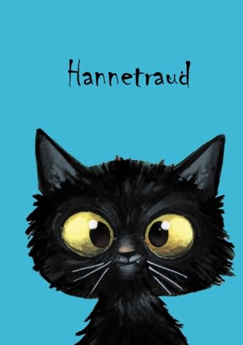 Hannetraud: Personalisiertes Notizbuch, DIN A5, 80 blanko Seiten mit kleiner Katze auf jeder rechten unteren Seite. Durch Vornamen auf dem Cover, eine ... Coverfinish. Über 2500 Namen bereits verf