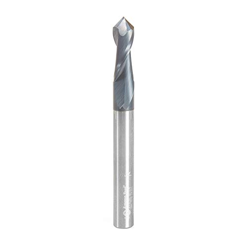 Amana Tool CNC ‘V’ Spiral Drills, 90 Degree End Mill, AlTiN Coating, 51652, 2-Flute x 1/4 Dia x 1/8 x 1/4 Shank x 2-1/2 Inch Long