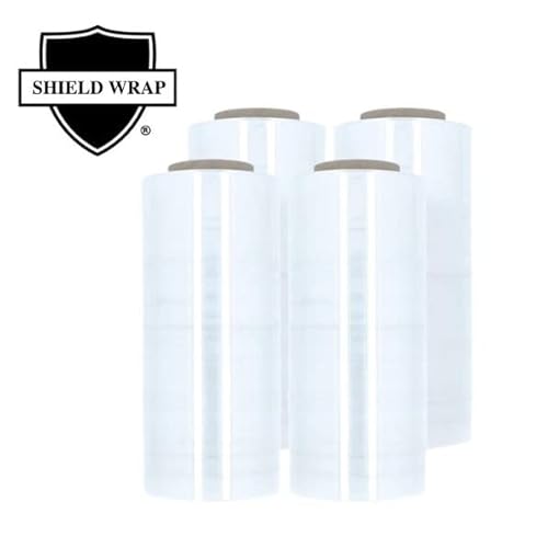 Plastic Packing Wrap, Blown Stretch Film Rolls, Clear, 12 Inch X 1500 Feet, 80 Gauge, 4 Pack #TOP1