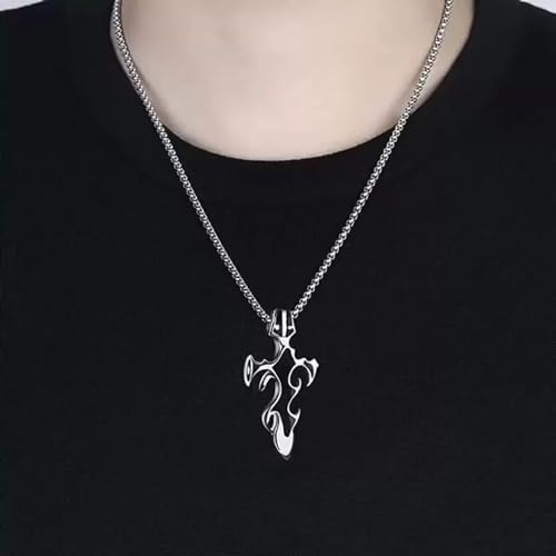 Image of Fashion Frill Silver Chain For Men Anti Turnish Stainless Steel Vintage Black Tribal Sword Pendant Chain For Men Boys Girls Love Gifts Mens Jewellery