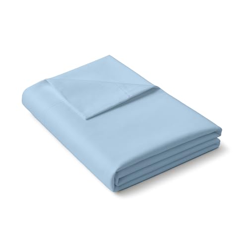 Image of Light Blue King Flat Sheet Only, Soft 100% Cotton Top Sheets | Sateen Weave 1 Piece Cool & Breathable Luxury Hotel Quality Bed Sheets, Extra Soft and Comfy - Wrinkle Free Bedsheet