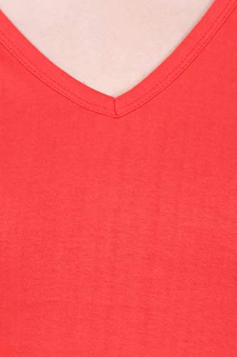 Image of FLEXIMAA Women's Cotton Plain V Neck Half Sleeve T-Shirt