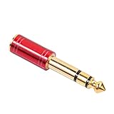  Niniang 6.5Mm 6.35Mm 1/4 Pouces Mâle À 3.5Mm 1/8 Pouces Jack Stéréo Casque Aux Câble Adaptateur Audio Prise pour Guitare Prise Amplificateur Jack Mix Écouteurs Combiné Mic (Rouge)